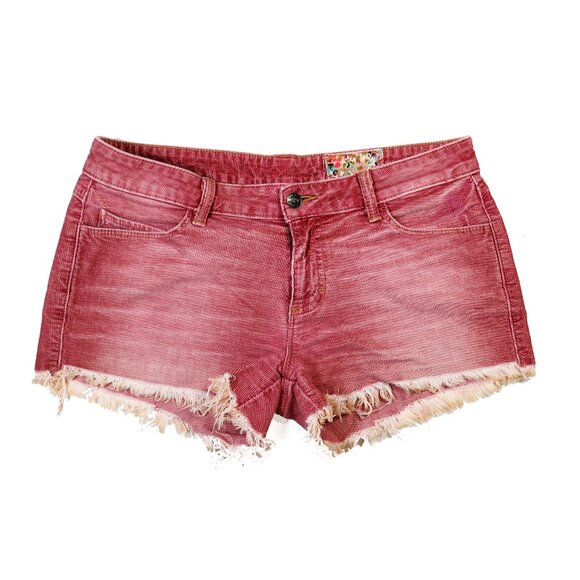 Siwy Alia Corduroy Shorts , You'll Beige Mine, 28, Distressed Red - Picture 1 of 7